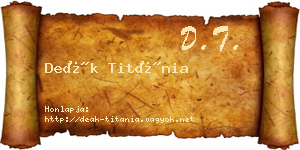 Deák Titánia névjegykártya